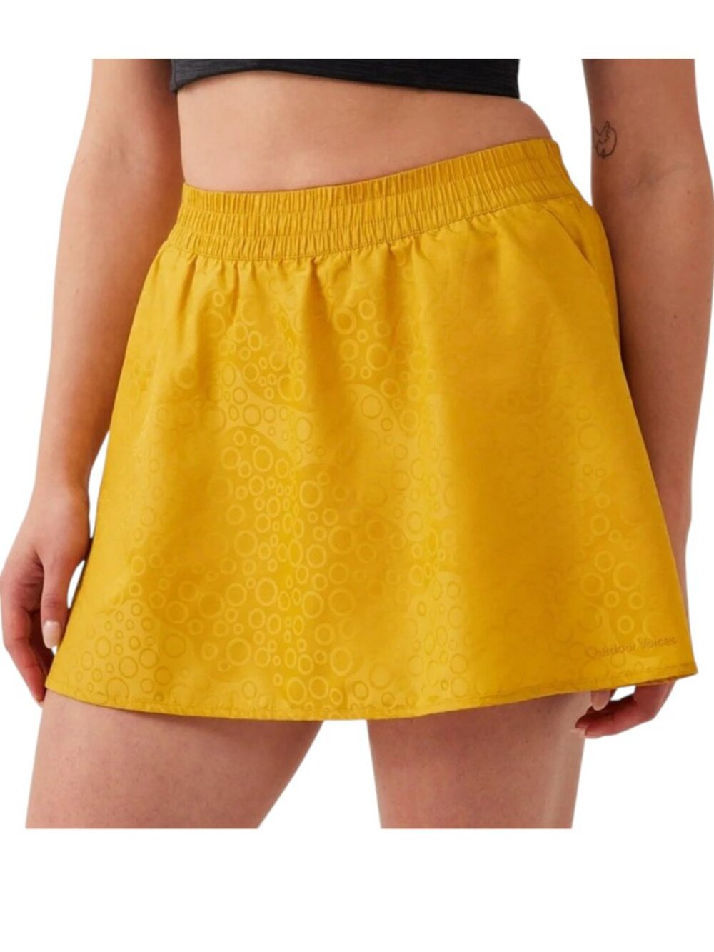 Outdoor Voices Bright Yellow 3" Skort Medium Geoshine Built In Shorts Pockets